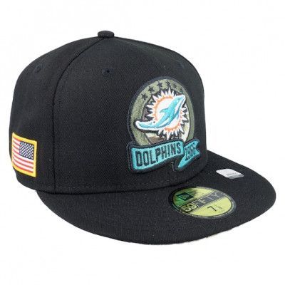 New Era - NFL Svart fitted Keps - Miami Dolphins M 59FIFTY NFL Salute To Service 22 Black/Camo Fitted @ Hatstore