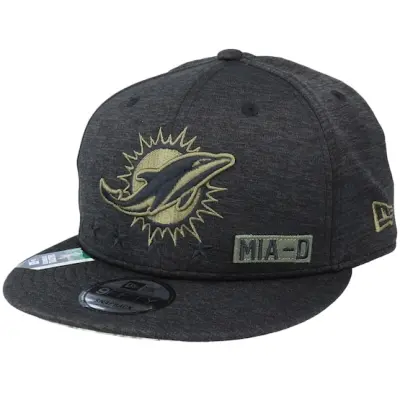New Era - NFL Svart snapback Keps - Miami Dolphins Salute To Service NFL 20 Heather Black Snapback @ Hatstore