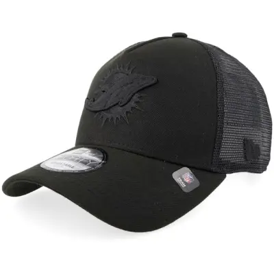 New Era - NFL Svart trucker Keps - Hatstore Exclusive x Miami Dolphins 9FORTY Black A-frame Trucker @ Hatstore