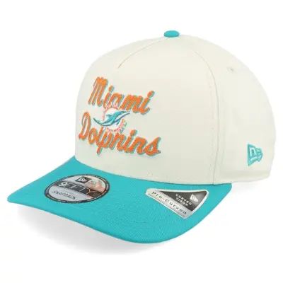 New Era - NFL Vit adjustable Keps - Miami Dolphins 9FIFTY Chainstitch White/Teal A-Frame Adjustable @ Hatstore
