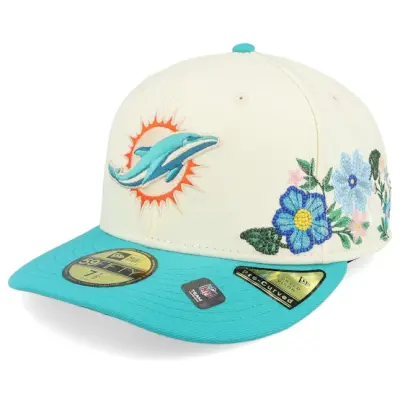 New Era - NFL Vit fitted Keps - Miami Dolphins Tonal Florals Off White/Teal/Green UV Fitted @ Hatstore