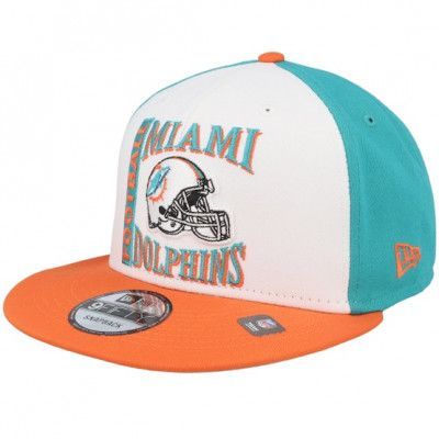 New Era - NFL Vit snapback Keps - Miami Dolphins 9FIFTY Retrosport D3 White/Orange/Teal Snapback @ Hatstore
