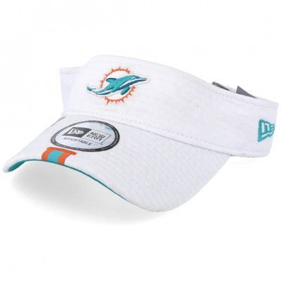 New Era - NFL Vit visor Keps - Miami Dolphins On Field 19 Training White Visor @ Hatstore