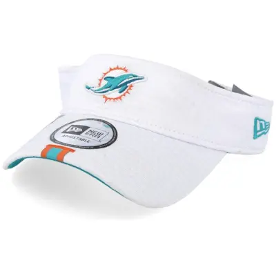 New Era - NFL Vit visor Keps - Miami Dolphins On Field 19 Training White Visor @ Hatstore
