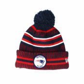 New Era - NFL Blå pom Beanie - New England Patriots On Field 19 Sport Knit 2 Navy/Red Pom @ Hatstore