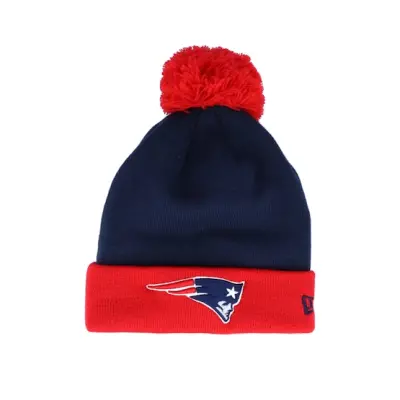 New Era - NFL Blå pom Beanie - New England Patriots Pop Team Knit Navy/Red Pom @ Hatstore