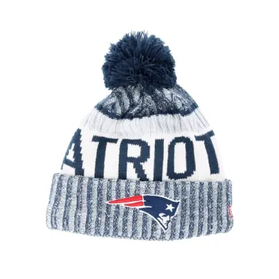 New Era - NFL Blå pom Beanie - New England Patriots Sport Knit Navy Pom @ Hatstore
