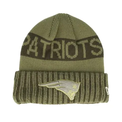 New Era - NFL Grön cuff Beanie - New England Patriots NFL Salute To Service Green Knit Cuff @ Hatstore