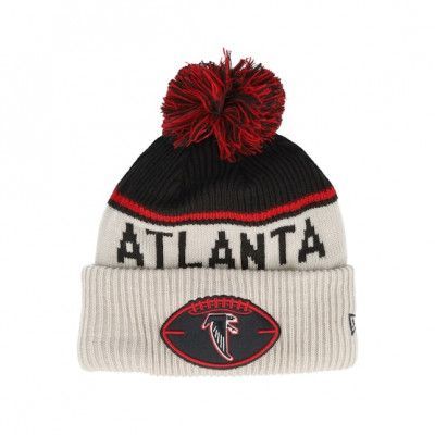 New Era - NFL Beige pom Beanie - Atlanta Falcons NFL24 Sideline His Sportknit Stone/Black Pom @ Hatstore