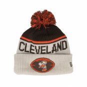 New Era - NFL Beige pom Beanie - Cleveland Browns NFL24 Sideline His Sportknit Stone/Brown Pom @ Hatstore