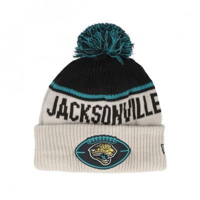 New Era - NFL Beige pom Beanie - Jacksonville Jaguars NFL24 Sideline His Sportknit Stone/Black Pom @ Hatstore