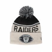 New Era - NFL Beige pom Beanie - Las Vegas Raiders NFL24 Sideline His Sportknit Stone/Black Pom @ Hatstore