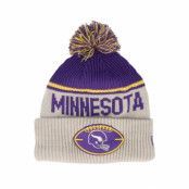 New Era - NFL Beige pom Beanie - Minnesota Vikings NFL24 Sideline His Sportknit Stone/Purple Pom @ Hatstore