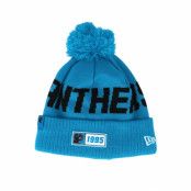 New Era - NFL Blå pom Beanie - Carolina Panthers On Field 19 Sport Knit Blue/Black Pom @ Hatstore