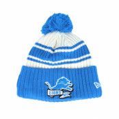 New Era - NFL Blå pom Beanie - Detroit Lions NFL22 Sideline Sportknit Blue Pom @ Hatstore