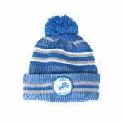 New Era - NFL Blå pom Beanie - Detroit Lions On Field 19 Sport Knit 2 Blue/White Pom @ Hatstore