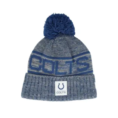 New Era - NFL Blå pom Beanie - Indianapolis Colts NFL 25 Sideline Cold Weather Sport Knit Navy/Grey Pom @ Hatstore