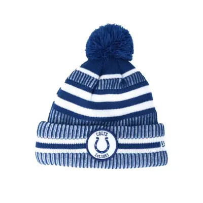 New Era - NFL Blå pom Beanie - Indianapolis Colts On Field 19 Sport Knit 2 Blue/White Pom @ Hatstore