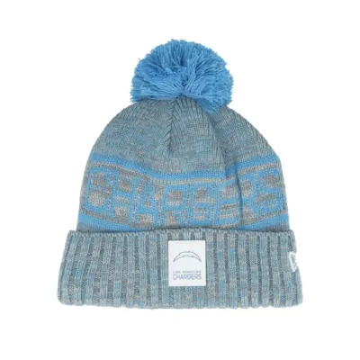 New Era - NFL Blå pom Beanie - Los Angeles Chargers NFL 25 Sideline Cold Weather Sport Knit Blue/Grey Pom @ Hatstore