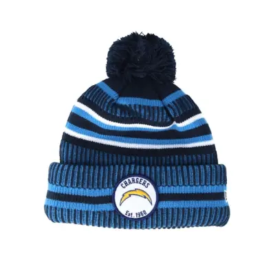 New Era - NFL Blå pom Beanie - Los Angeles Chargers On Field 19 Sport Knit 2 Navy/Blue Pom @ Hatstore