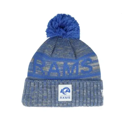 New Era - NFL Blå pom Beanie - Los Angeles Rams NFL 25 Sideline Cold Weather Sport Knit Blue/Grey Pom @ Hatstore