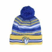 New Era - NFL Blå pom Beanie - Los Angeles Rams NFL21 Sport Knit Blue/Yellow Pom @ Hatstore