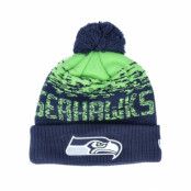 New Era - NFL Blå pom Beanie - Seattle Seahawks NFL Sport Knit Cuff Navy/Green Pom @ Hatstore