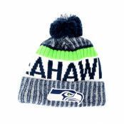 New Era - NFL Blå pom Beanie - Seattle Seahawks Sport Knit Navy Pom @ Hatstore