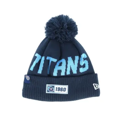 New Era - NFL Blå pom Beanie - Tennessee Titans On Field 19 Sport Knit Navy/Blue Pom @ Hatstore
