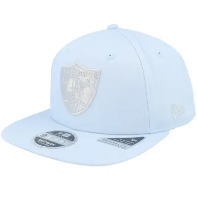 New Era - NFL Blå snapback Keps - Las Vegas Raiders Metallic 9FIFTY Pale Blue/Metallic Silver Snapback @ Hatstore