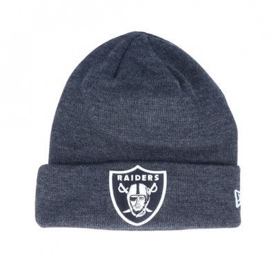 New Era - NFL Grå cuff Beanie - Oakland Raiders Dark Heather/Black Cuff @ Hatstore