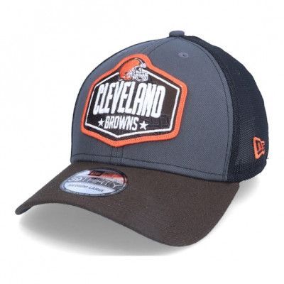 New Era - NFL Grå flexfit Keps - Cleveland Browns 39Thirty NFL21 Draft Dark Grey/Brown Trucker @ Hatstore