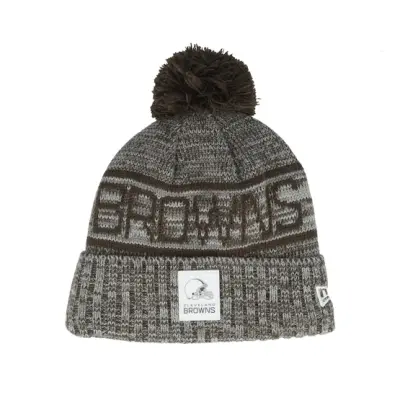 New Era - NFL Grå pom Beanie - Cleveland Browns NFL 25 Sideline Cold Weather Sport Knit Grey Pom @ Hatstore