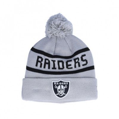 New Era - NFL Grå pom Beanie - Kids Las Vegas Raiders Jake Cuff Knit Gray Pom @ Hatstore