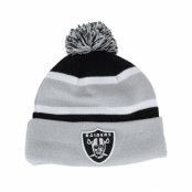 New Era - NFL Grå pom Beanie - Las Vegas Raiders NFL Striped Cuff Beanie Grey Pom @ Hatstore