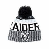 New Era - NFL Grå pom Beanie - Oakland Raiders  Sport Knit Black Pom @ Hatstore