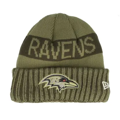 New Era - NFL Grön cuff Beanie - Baltimore Ravens NFL Salute To Service Green Knit Cuff @ Hatstore