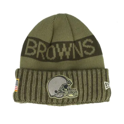 New Era - NFL Grön cuff Beanie - Cleveland Browns NFL Salute To Service Green Knit Cuff @ Hatstore