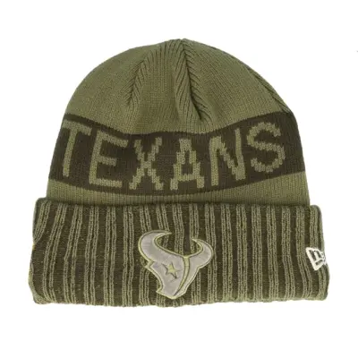 New Era - NFL Grön cuff Beanie - Houston Texans NFL Salute To Service Green Knit Cuff @ Hatstore