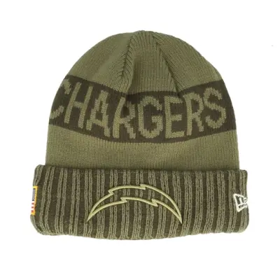 New Era - NFL Grön cuff Beanie - Los Angeles Chargers NFL Salute To Service Green Knit Cuff @ Hatstore