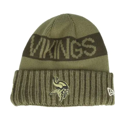 New Era - NFL Grön cuff Beanie - Minnesota Vikings NFL Salute To Service Green Knit Cuff @ Hatstore