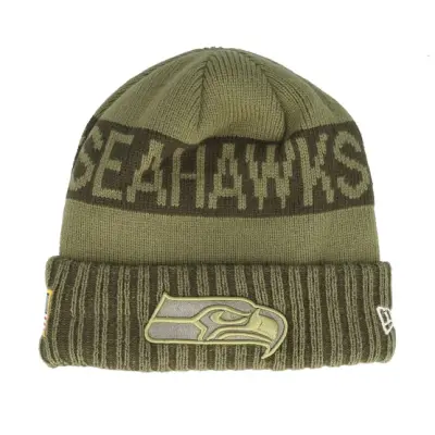 New Era - NFL Grön cuff Beanie - Seattle Seahawks NFL Salute To Service Green Knit Cuff @ Hatstore
