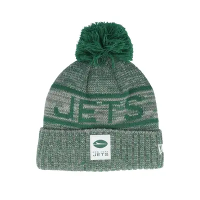 New Era - NFL Grön pom Beanie - New York Jets NFL 25 Sideline Cold Weather Sport Knit Green/Grey Pom @ Hatstore
