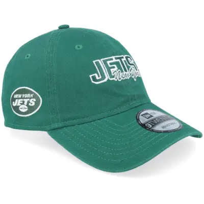 New Era - NFL Grön unconstructed Keps - New York Jets NFL Script 9TWENTY Emerald Green Dad Cap @ Hatstore