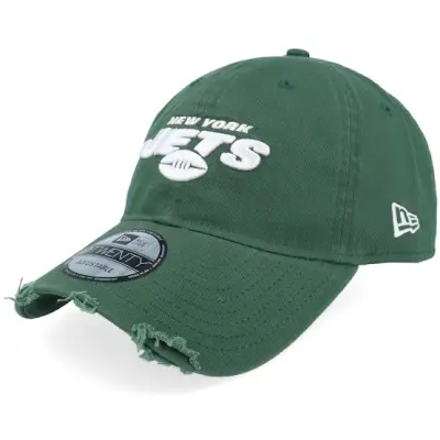 New Era - NFL Grön unconstructed Keps - New York Jets Washed Distress NFL 9TWENTY Green Dad Cap @ Hatstore
