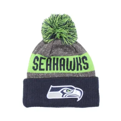 New Era - NFL Multi Beanie - Kids Seattle Seahawks Sideline Bobble Beanie @ Hatstore