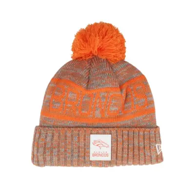 New Era - NFL Orange pom Beanie - Denver Broncos NFL 25 Sideline Cold Weather Sport Knit Orange/Grey Pom @ Hatstore