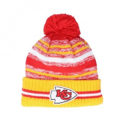 New Era - NFL Röd pom Beanie - Kansas City Chiefs NFL21 Sport Knit Red/Yellow Pom @ Hatstore