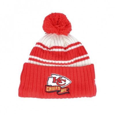 New Era - NFL Röd pom Beanie - Kansas City Chiefs NFL22 Sideline Sportknit Red Pom @ Hatstore