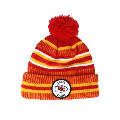 New Era - NFL Röd pom Beanie - Kansas City Chiefs On Field 19 Sport Knit 2 Red/Yellow Pom @ Hatstore